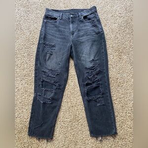 American Eagle Outfitters Black Distressed Cropped Jeans